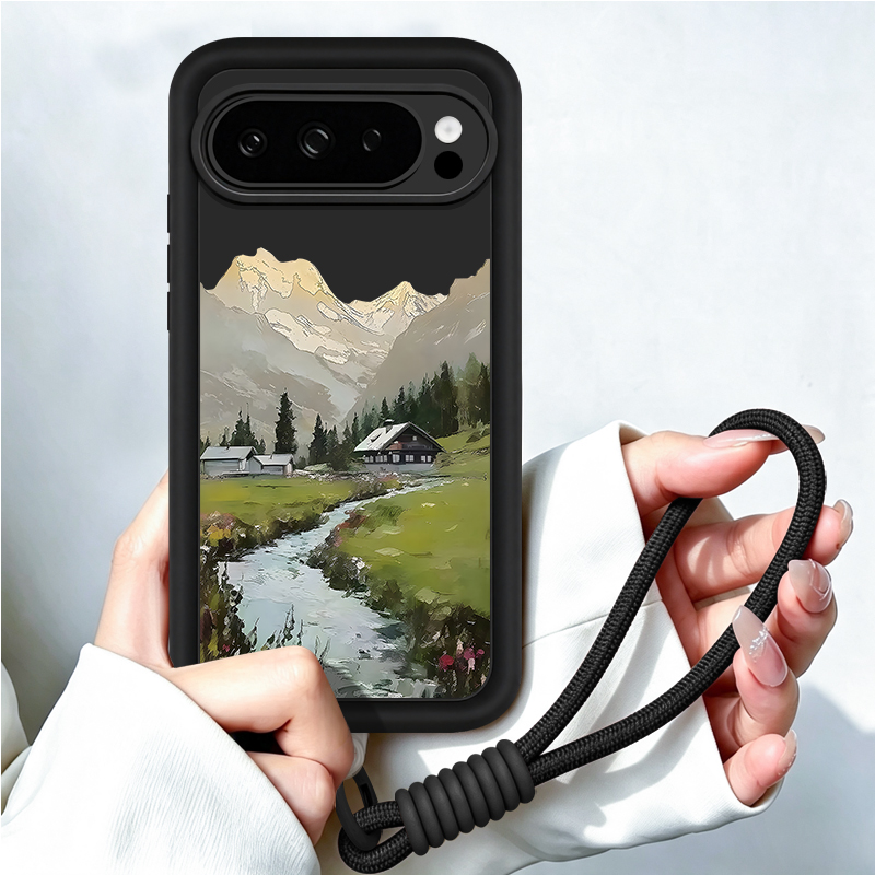 Google Pixel 9 - Landscape Pattern Lanyard Phone Case For