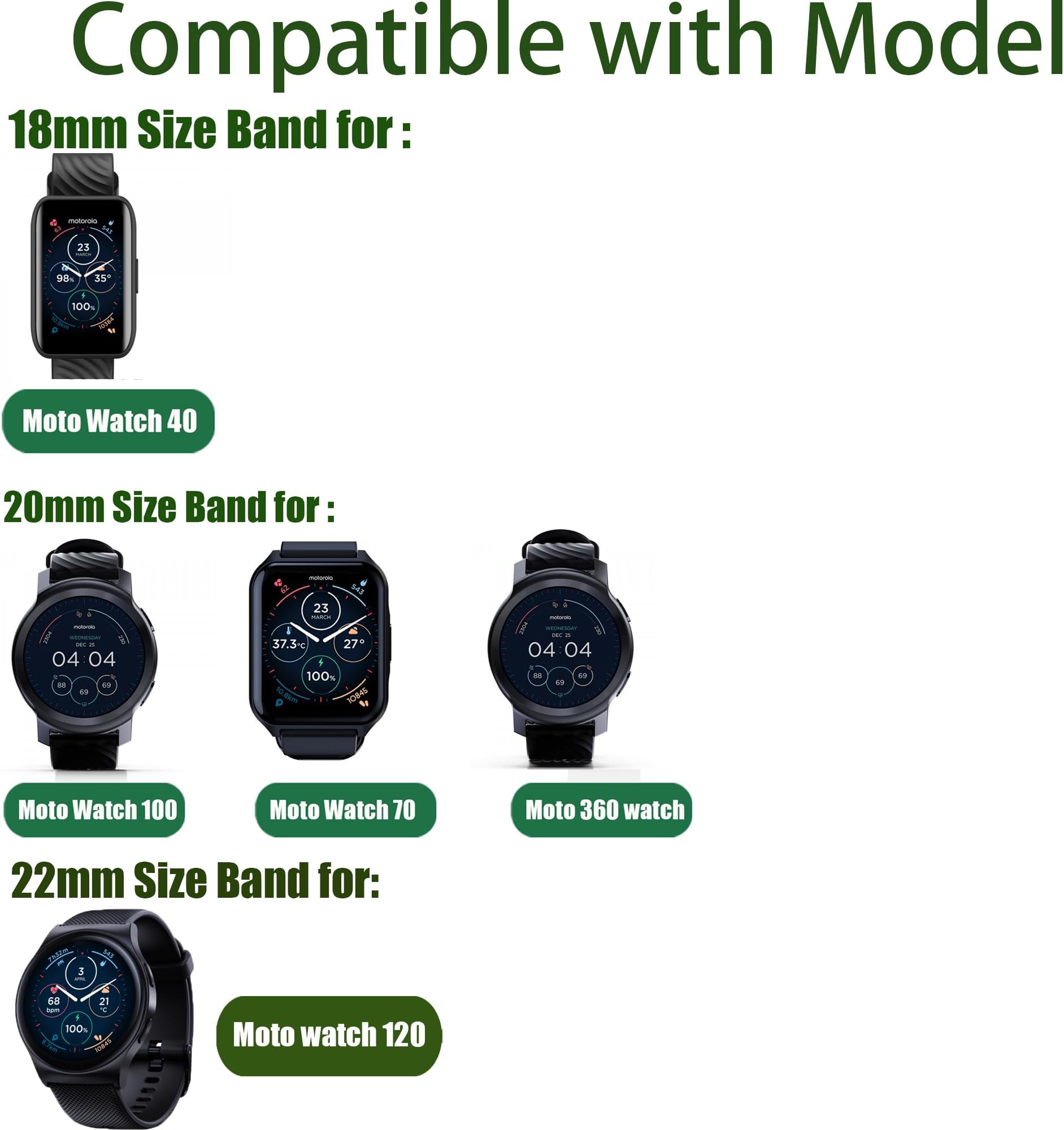 Stainless Steel Band For Motor - Motorola Smartwatch Accessories recension och pris